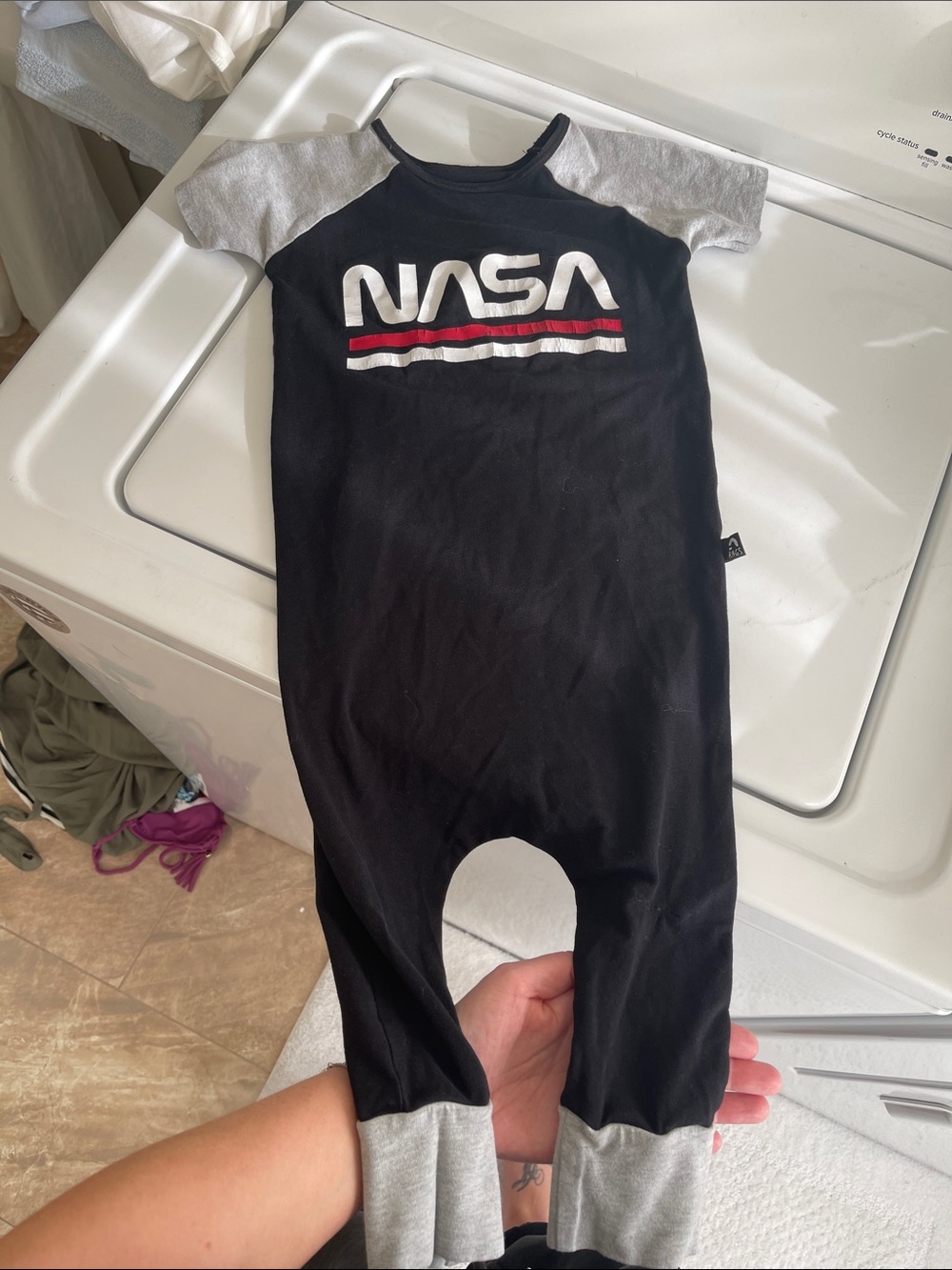 NASA Black & Grey Kids One-Piece Bodysuit